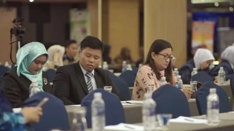 Editorial : Delegates attend the opening meeting. Stock Footage 104016953