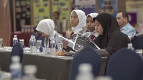 Editorial : Delegates attend the opening meeting. Stock Footage 104016987