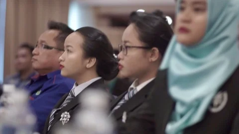 Editorial : Delegates attend the opening meeting. Stock Footage 104017050