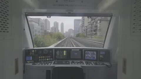 Editorial: Driver Cabin View Wuhan Metro Line 1 Forward Video stock 345024467