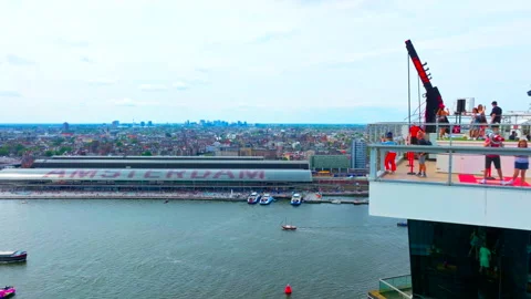 Editorial Drone Flight from Amsterdam North to Central Station 4K Stock Footage 334540167