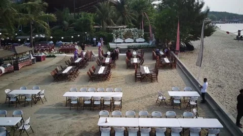Editorial Drone Shot of Ancol Waterfront Recreation Area in North Jakarta Stock Footage 341829328
