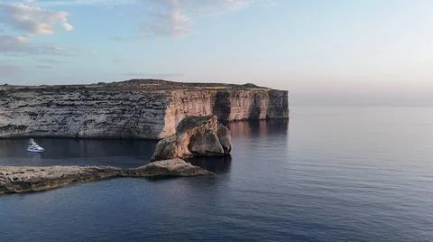 Editorial Drone View of Dwejra Cliffs and Rock Formation – Gozo, Malta Stock Photos