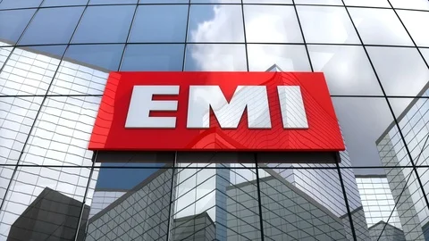 Editorial, EMI Group Limited logo on glass building.	 Stock Footage 87653087