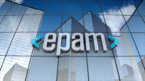 Editorial, EPAM Systems Inc. logo on glass building.	 Stock Footage 84975903