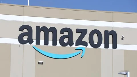 Editorial Footage - Amazon Warehouse Sign In Sunlight: May 7, 2026 Stock Footage 334353290