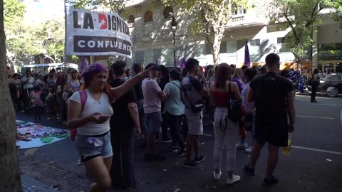 Editorial Footage: hundreds of women demonstrate in commemoration of Women's Day Video stock 200851253