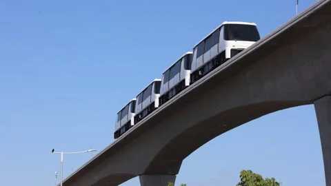 Editorial Footage - LAX SkyLink On Long Track: May 7, 2026 Stock Footage 337678110