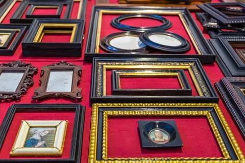 EDITORIAL frames in antique fair Stock Photos