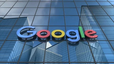 Editorial, Google logo on glass building.	 Stockbeeldmateriaal 73570193