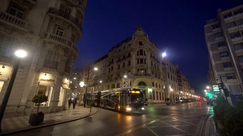 Editorial: GRANADA, SPAIN - March 14th 2020: Evening desert tourist city of Stock Footage 126302565