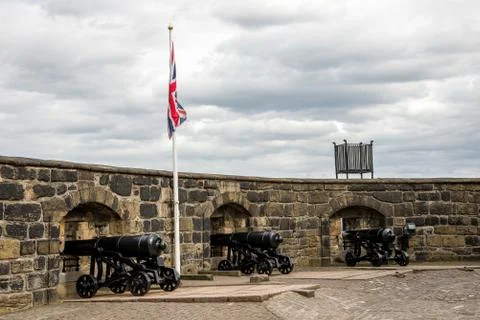 EDITORIAL: Half Moon Battery cannons in Edinburgh Castle Stock Photos