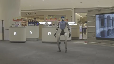 Editorial: Humanoid Robot Demonstration in Wuhan Plaza Mall Vidéo 345024146