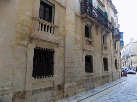 Editorial Image of building front and part of street in Mdina Malta Stock Photos