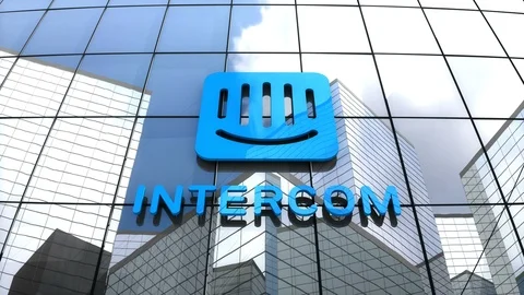 Editorial, Intercom logo on glass building.	 Stock Footage 88762579