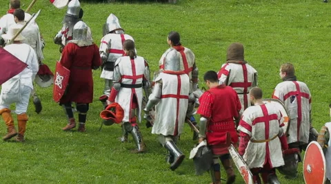 Editorial- Knights prepare for battle during the historic medieval festival Stock Footage 58741595