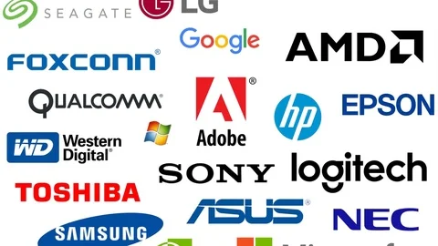 Editorial: major computer companies in 2017. Bottom to top variant Stock-Footage 75010998
