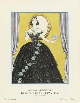 EDITORIAL  Mme Ida Rubinstein dans la Dame aux Camélias.  Madame Ida Rubinstein 스톡 일러스트