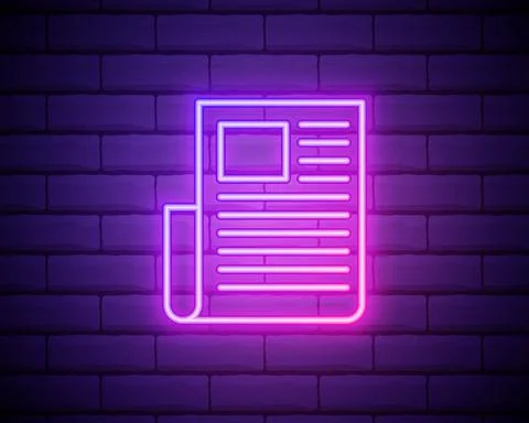 Editorial, newspaper neon icon. Elements of editorial design set. Simple icon Stock Illustration