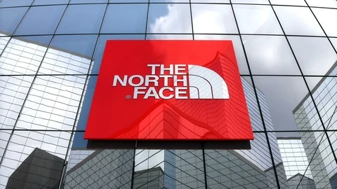 Editorial, The North Face, Inc. logo on glass building.	 Stock Footage 87653488