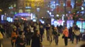 Editorial people crowd at the night city ctreet, REAL TIME HD Footage