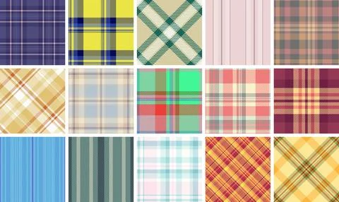 Editorial plaid pattern bundle for print layouts. Structured tartan backgroun Stock Illustration