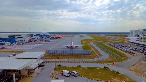 Editorial, A plane taking off at Kuala Lumpur International Airport Malaysia Stock Footage 105593813