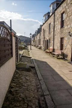 EDITORIAL: A quiet North Square walking street with granite houses Stock Photos