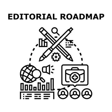 Editorial roadmap planning content strategy development Illustrazione stock
