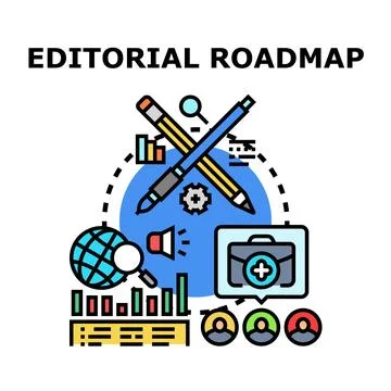 Editorial roadmap planning content strategy development Illustrazione stock