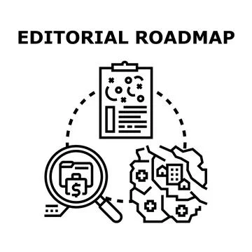 Editorial roadmap planning content strategy development process Stock Illustration