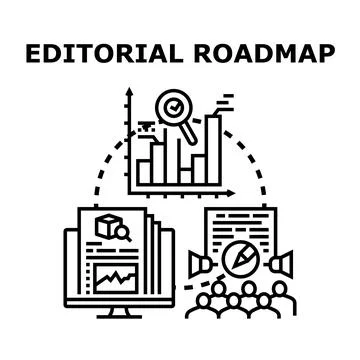 Editorial roadmap planning content strategy development Stock Illustration