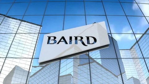 Editorial, Robert W. Baird &amp; Co. Incorporated logo on glass building.	 Stock Footage 83856007