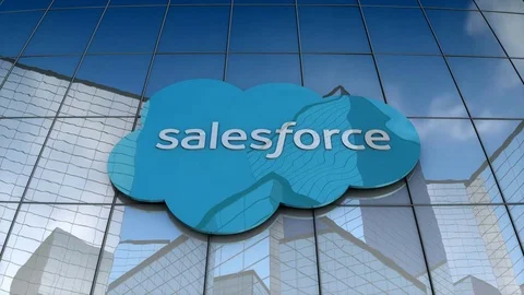 Editorial, Salesforce.com logo on glass building.	 Video stock 83855837