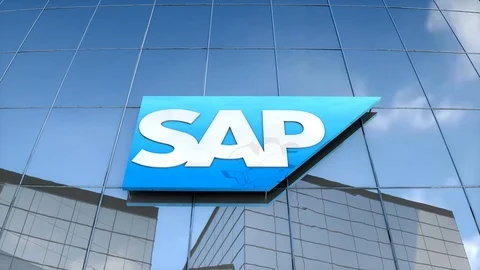Editorial SAP logo on glass building.	 動画素材 77174792