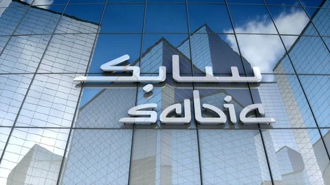 Editorial, Saudi Basic Industries Corporation logo on glass building.	 Video stock 85602182