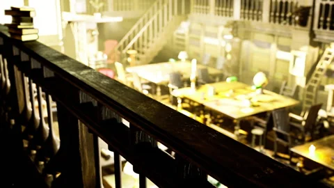 Editorial scene emphasizing rustic wooden railing with soft background elements Stock Footage 338342686