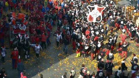 Editorial: Sequence from the the Battle of the Oranges. Stock Footage 74399370