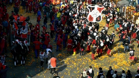 Editorial: Sequence from the the Battle of the Oranges. Stock Footage 74401219