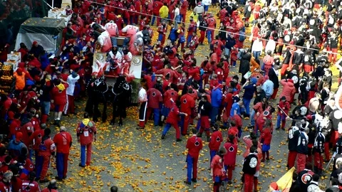 Editorial: Sequence from the the Battle of the Oranges. Stock Footage 74415004
