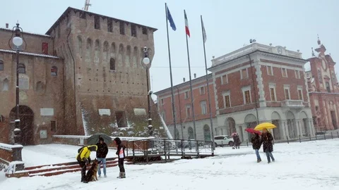 EDITORIAL, snowy village Stock Footage 86581301