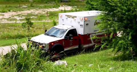 Editorial static video of Canyon Lake EMS at Suntex Marina on Canyon Lake in Stock Footage 340900109