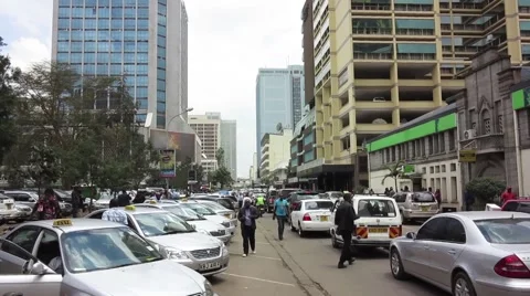 Editorial street level view of downtown Nairobi, Kenya Stock Footage 41963315