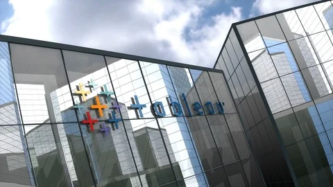 Editorial, Tableau Software logo on glass building.	 Stock Footage 96479755