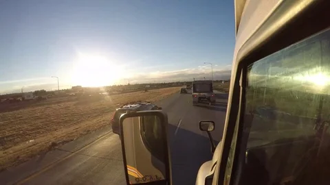 Editorial - Time Lapse - Exterior Semi-Truck - Denver, Colorado Traffic Stock Footage 70221927