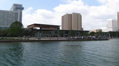 Editorial: Time Lapse from pond next to Discovery Green Park Stock Footage 1870778