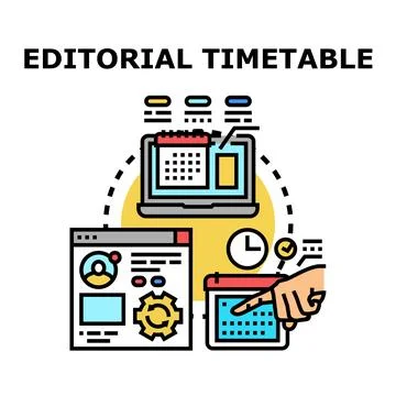 Editorial timetable concept for content planning and digital schedule Stock Illustration