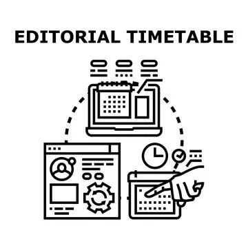 Editorial timetable concept for content planning and digital schedule Stock Illustration
