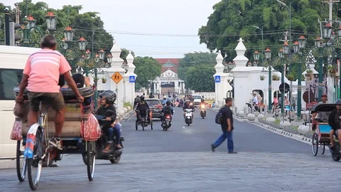 Editorial, Titik Nol Kilometer, in front of Alun-Alun Utara Jogja Stock Footage 111581716