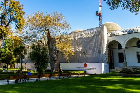 Editorial, Topkapi Palace Museum  Building under renovation and covered Stock Photos